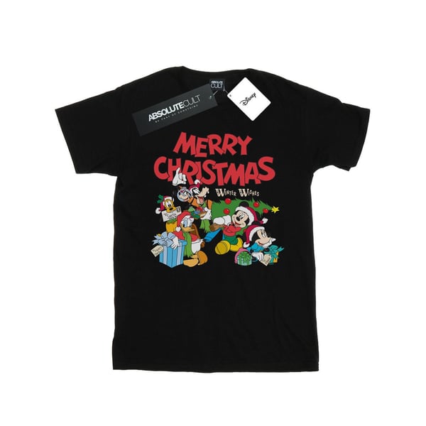 Disney Dam/Dam Mickey Och Vänner Winter Wishes T-Shirt i Bomull Boyfriend-modell
