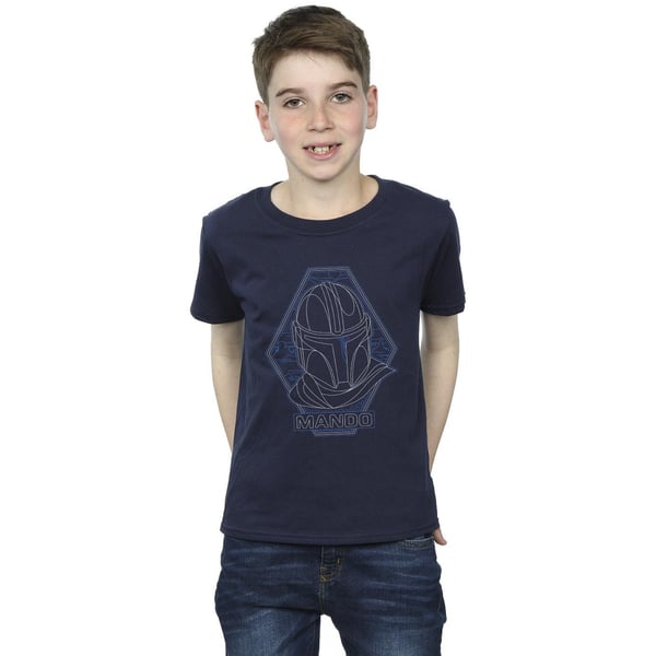 Star Wars Pojkar The Mandalorian Outline Helm Diamant T-shirt