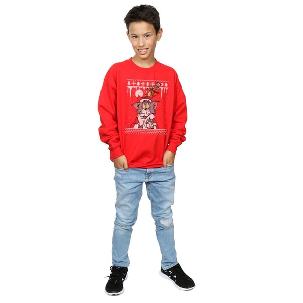 Tom And Jerry Boys Christmas Fair Isle Sweatshirt