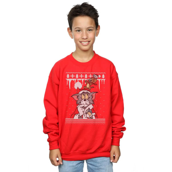 Tom And Jerry Boys Christmas Fair Isle Sweatshirt