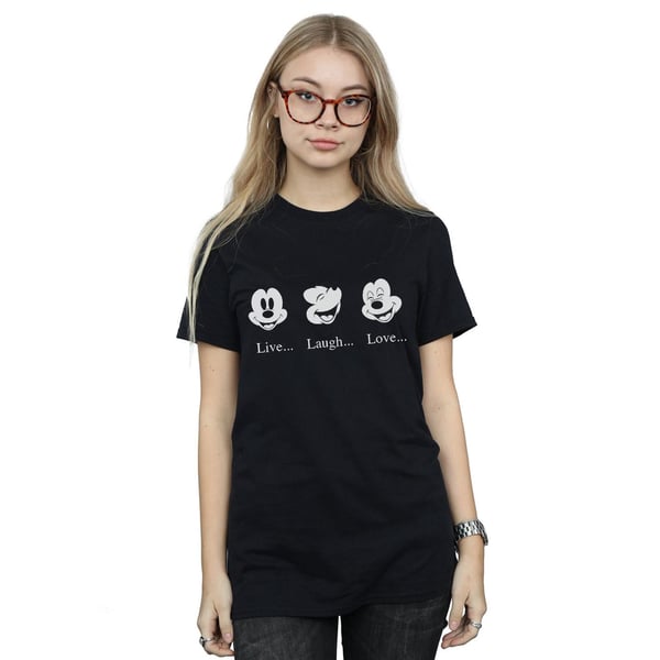Disney Womens/Ladies Mickey Mouse Live Love Laugh Cotton Boyfriend T-Shirt
