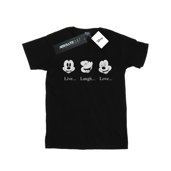 Disney Womens/Ladies Mickey Mouse Live Love Laugh Cotton Boyfriend T-Shirt