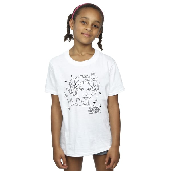 Star Wars Girls Episode IV: A New Hope Leia Christmas Sketch Cotton T-Shirt