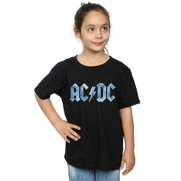 AC/DC Girls Blue Ice Logo Cotton T-Shirt