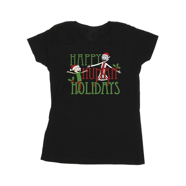 Rick And Morty Womens/Ladies Happy Human Holidays Cotton T-Shirt