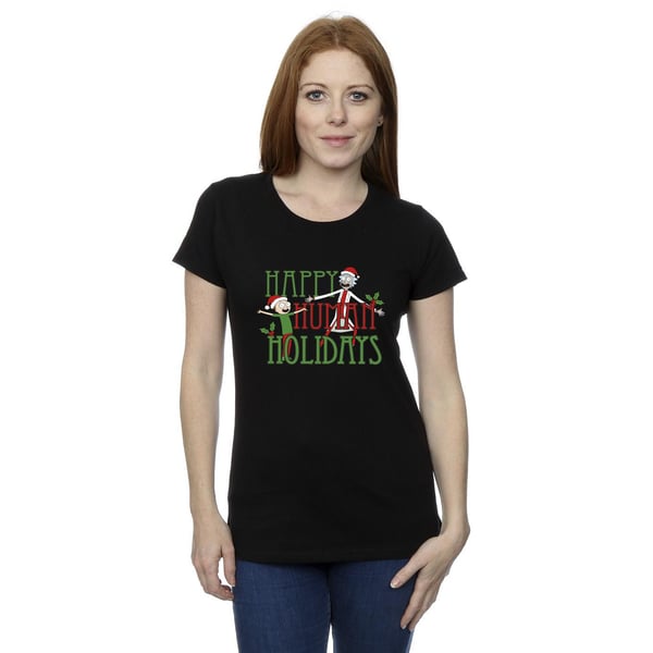 Rick And Morty Womens/Ladies Happy Human Holidays Cotton T-Shirt