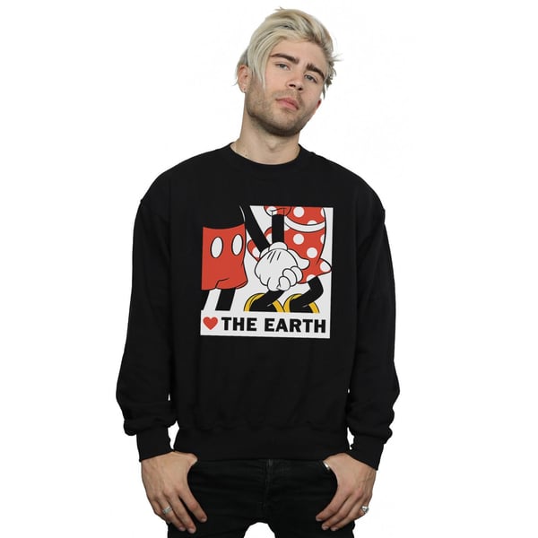 Disney Mens Mickey Mouse Heart The Earth Sweatshirt