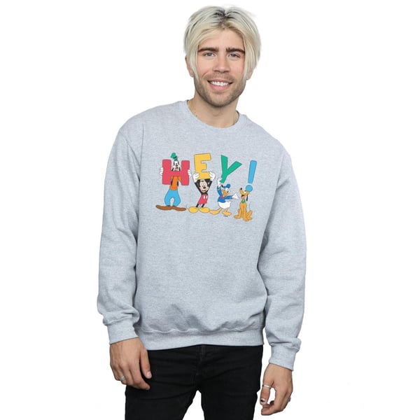 Disney Mens Mickey Mouse Friends Hey Sweatshirt