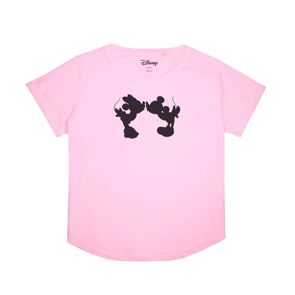 Disney Womens/Ladies Mickey Minnie Kiss Silhouette Cotton Boyfriend T-Shirt