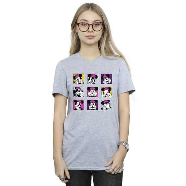 Disney Womens/Ladies Minnie Mouse Squares Cotton Boyfriend T-Shirt