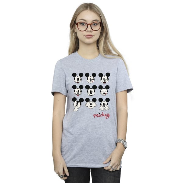 Disney Womens/Ladies Mickey Mouse Many Faces Cotton Boyfriend T-Shirt