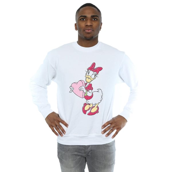 Disney Mens Daisy Duck Love Heart Sweatshirt