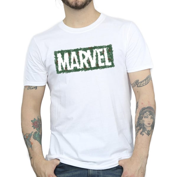 Marvel Mens Holly Logo T-Shirt
