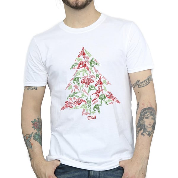 Marvel Mens Avengers Christmas Tree T-Shirt
