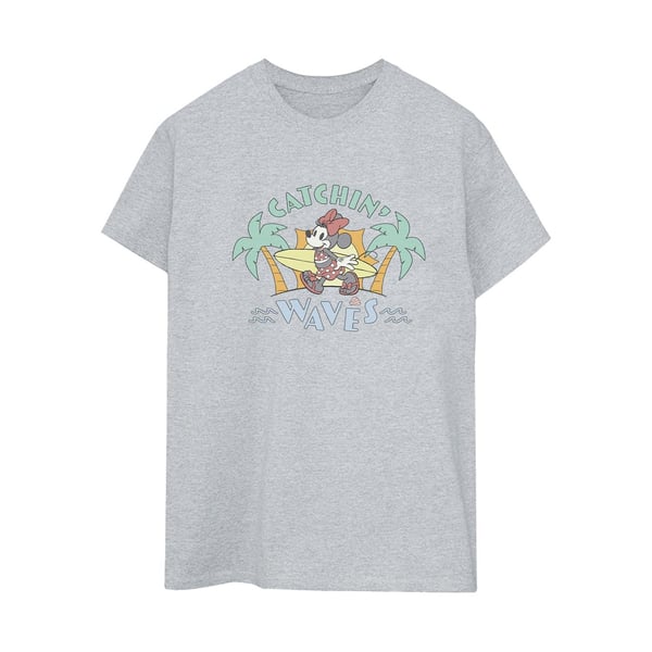 Disney Womens/Ladies Minnie Mouse Catchin Waves Cotton Boyfriend T-Shirt