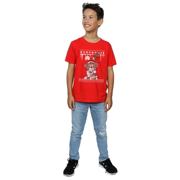 Tom And Jerry Boys Christmas Fair Isle T-Shirt