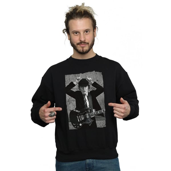 AC/DC Mens Angus Young Distressed Photo Sweatshirt