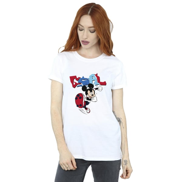 Disney Womens/Ladies Mickey Mouse Goal Striker Pose Cotton Boyfriend T-Shirt