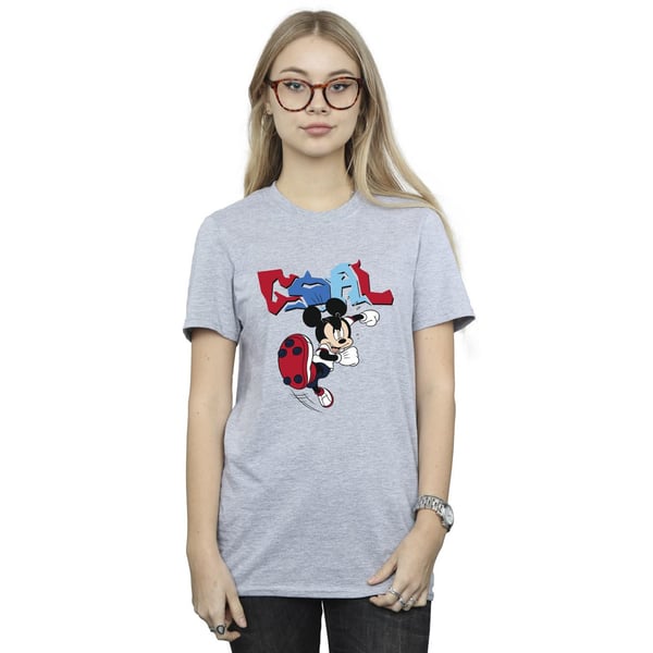 Disney Womens/Ladies Mickey Mouse Goal Striker Pose Cotton Boyfriend T-Shirt