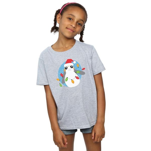 Star Wars Girls The Last Jedi Porg Christmas Lights Cotton T-Shirt