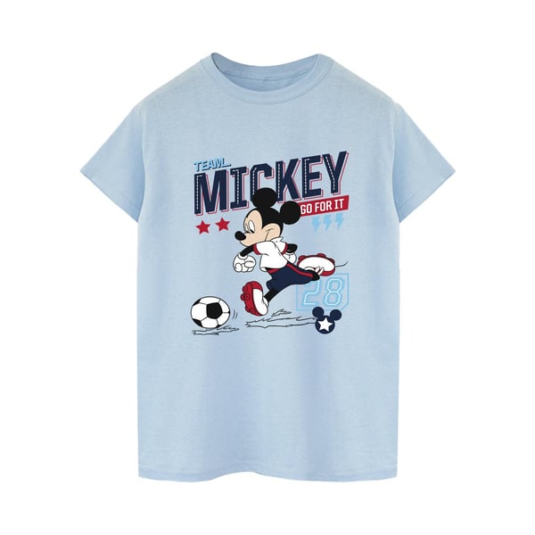 Disney Womens/Ladies Mickey Mouse Team Mickey Football Cotton Boyfriend T-Shirt
