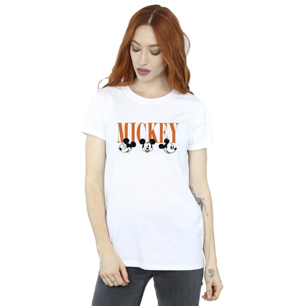 Disney Womens/Ladies Mickey Mouse Faces Cotton Boyfriend T-Shirt