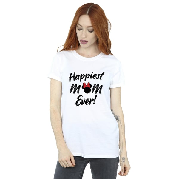 Disney Womens/Ladies Minnie Mouse Happiest Mom Ever Cotton Boyfriend T-Shirt