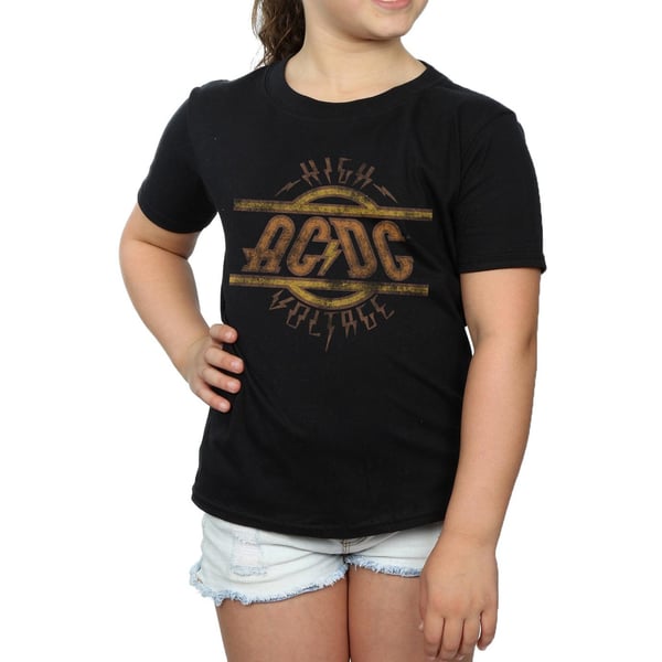 AC/DC Girls High Voltage Distressed Logo Cotton T-Shirt