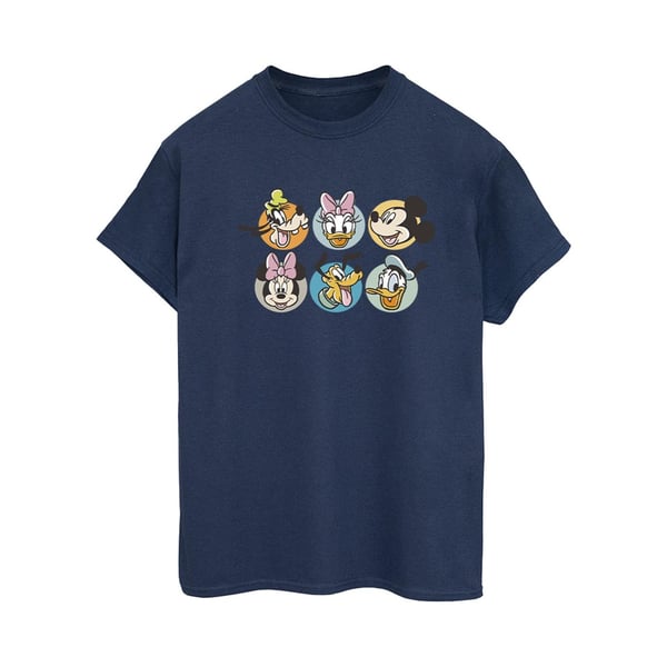 Disney Womens/Ladies Mickey Mouse And Friends Faces Cotton Boyfriend T-Shirt