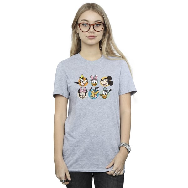 Disney Womens/Ladies Mickey Mouse And Friends Faces Cotton Boyfriend T-Shirt