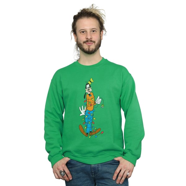 Disney Mens Goofy Christmas Lights Sweatshirt