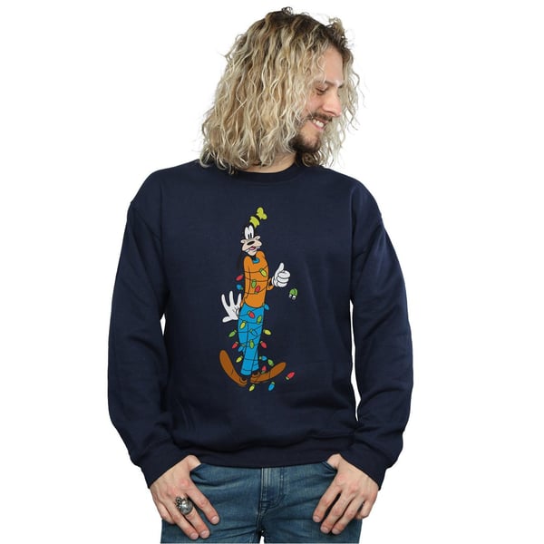 Disney Mens Goofy Christmas Lights Sweatshirt