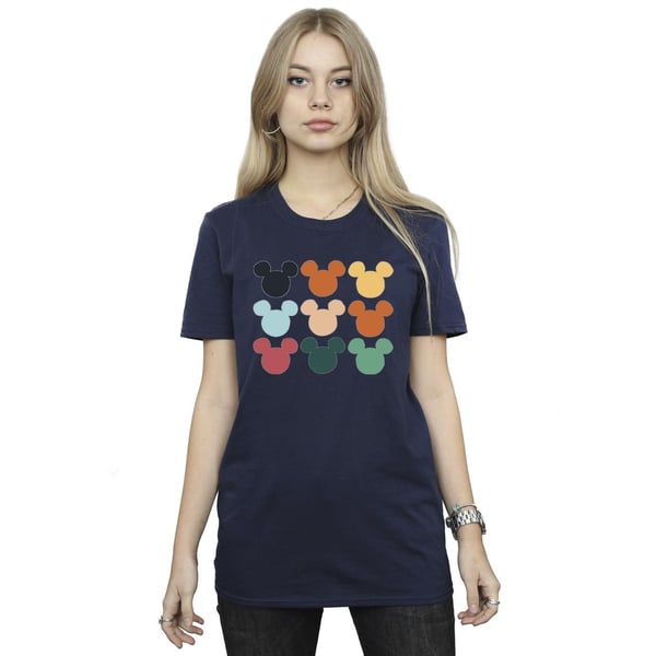 Disney Womens/Ladies Mickey Mouse Heads Square Cotton Boyfriend T-Shirt