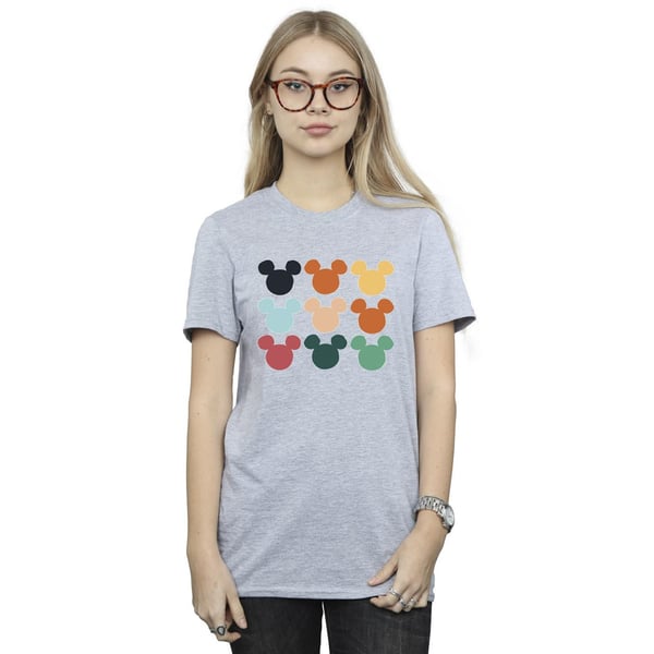 Disney Womens/Ladies Mickey Mouse Heads Square Cotton Boyfriend T-Shirt