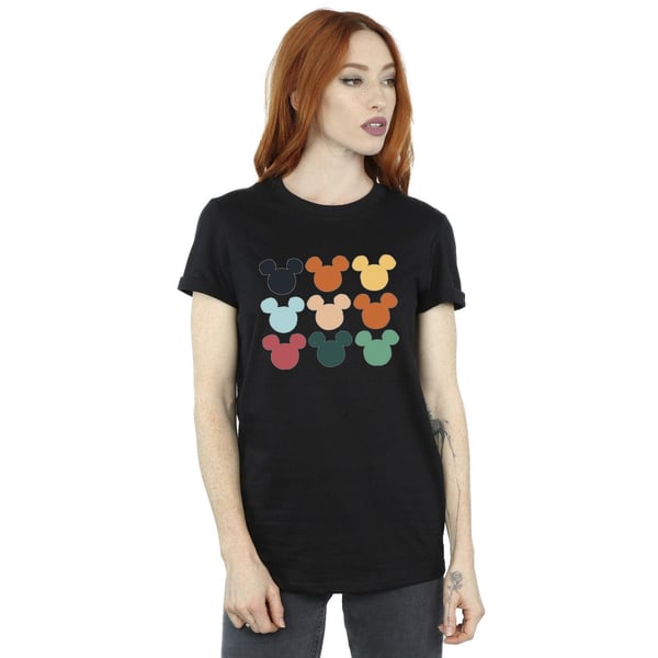 Disney Womens/Ladies Mickey Mouse Heads Square Cotton Boyfriend T-Shirt