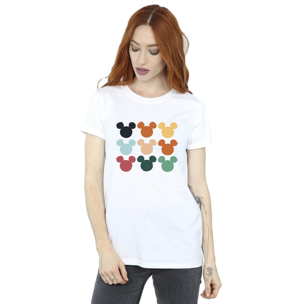 Disney Womens/Ladies Mickey Mouse Heads Square Cotton Boyfriend T-Shirt