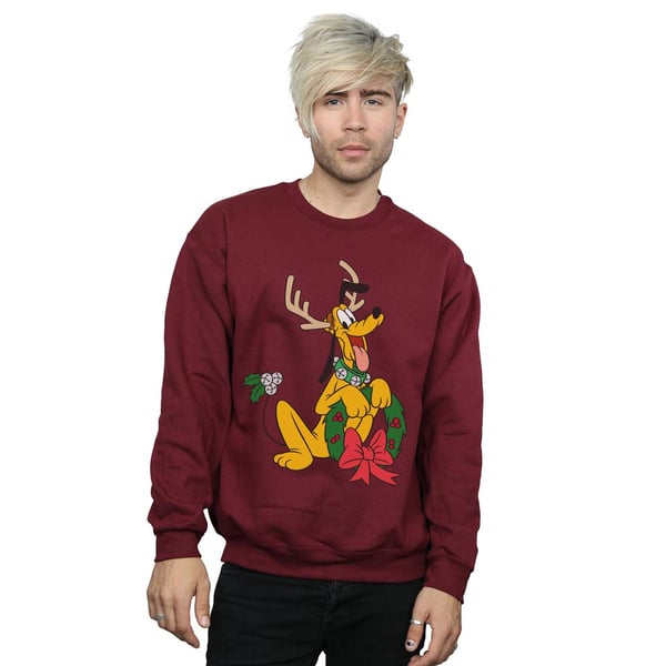 Disney Mens Pluto Christmas Reindeer Sweatshirt