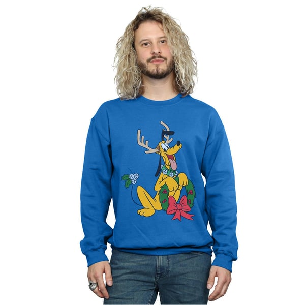 Disney Mens Pluto Christmas Reindeer Sweatshirt