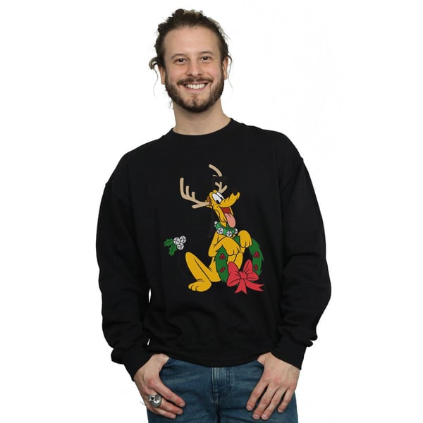 Disney Mens Pluto Christmas Reindeer Sweatshirt