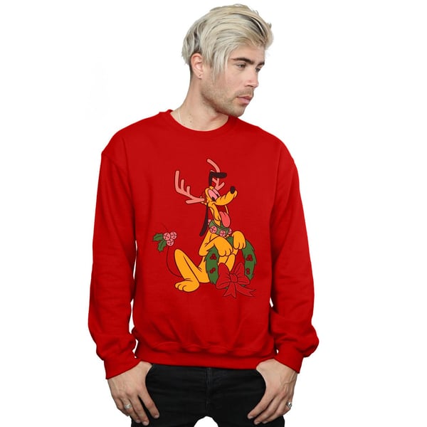 Disney Mens Pluto Christmas Reindeer Sweatshirt