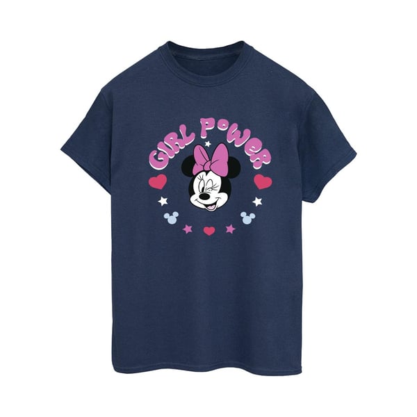 Disney Dam Minnie Mouse Girl Power T-shirt i bomull med boyfriend-passform