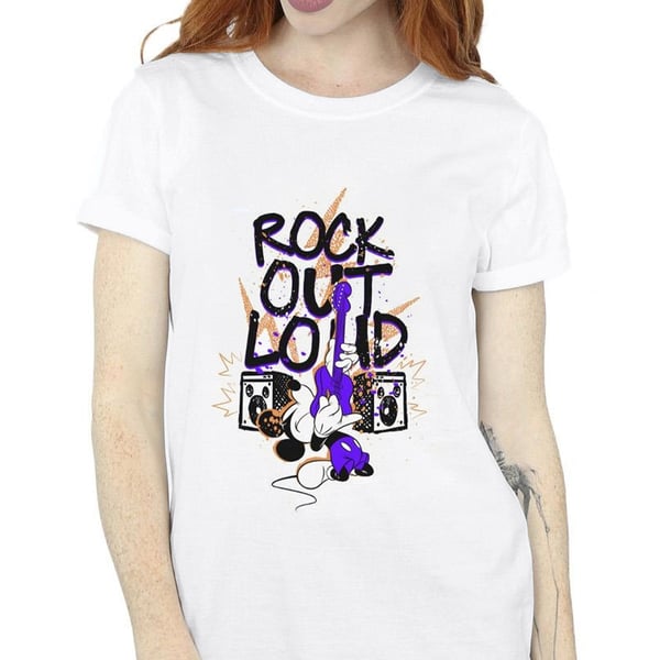 Disney Womens/Ladies Mickey Mouse Rock Out Loud Cotton Boyfriend T-Shirt