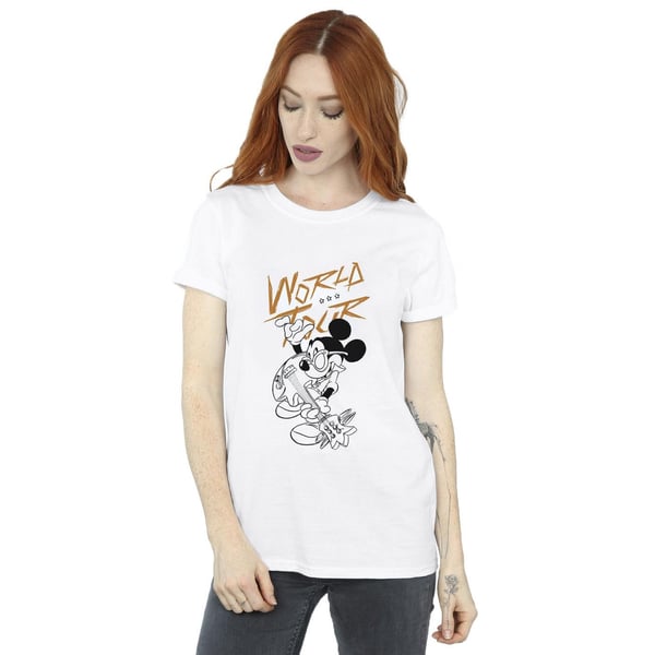 Disney Womens/Ladies Mickey Mouse World Tour Line Cotton Boyfriend T-Shirt