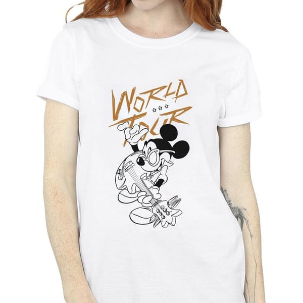 Disney Womens/Ladies Mickey Mouse World Tour Line Cotton Boyfriend T-Shirt