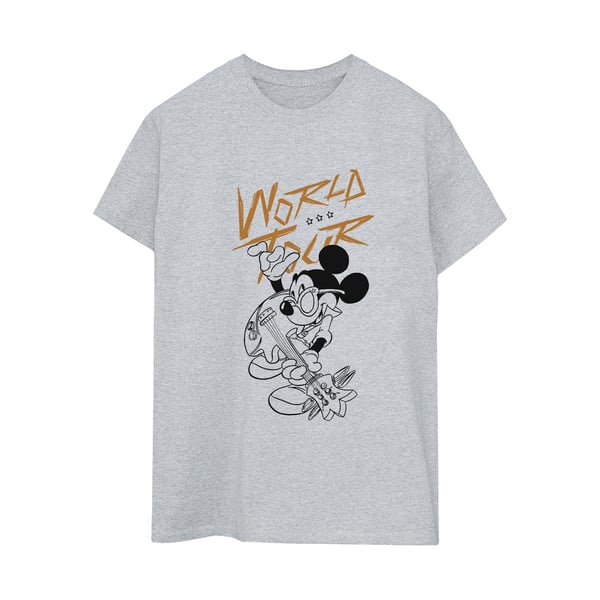 Disney Dam/Dam Mickey Mouse World Tour Line T-shirt i bomull i boyfriend-modell