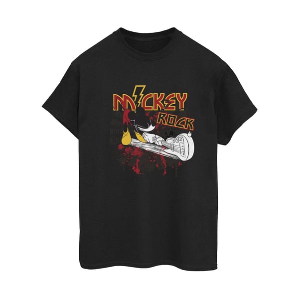Disney Womens/Ladies Mickey Mouse Smash Guitar Rock Cotton Boyfriend T-Shirt