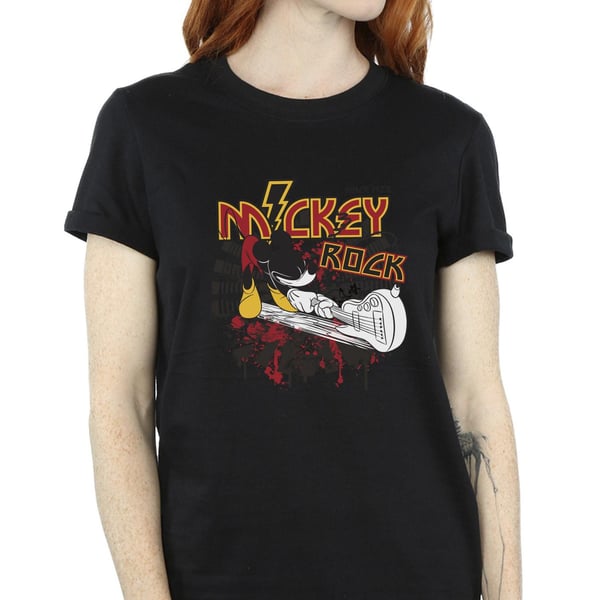 Disney Womens/Ladies Mickey Mouse Smash Guitar Rock Cotton Boyfriend T-Shirt