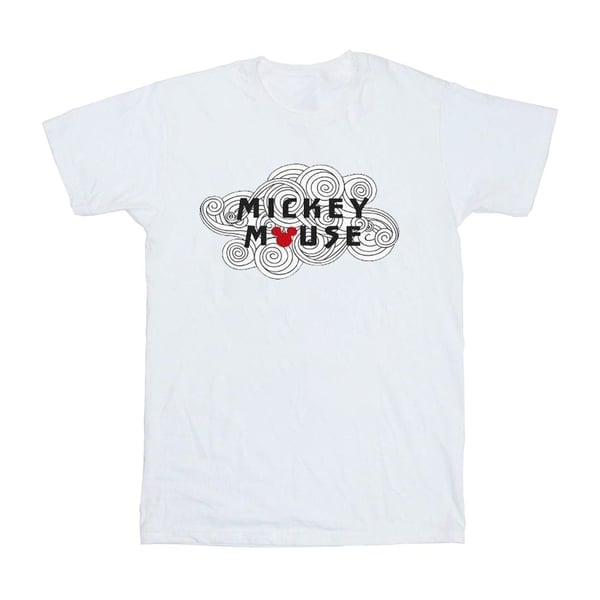 Disney Womens/Ladies Mickey Mouse Swirl Logo Cotton Boyfriend T-Shirt