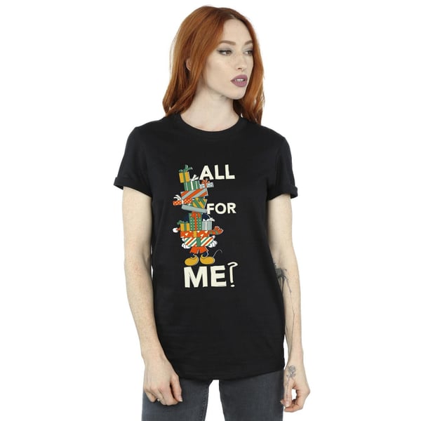 Disney Womens/Ladies Mickey Mouse Presents All For Me Cotton Boyfriend T-Shirt
