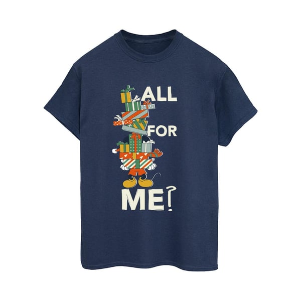 Disney Womens/Ladies Mickey Mouse Presents All For Me Cotton Boyfriend T-Shirt